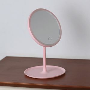 Espejo De Maquillaje Redondo Con Luz Led Rosa