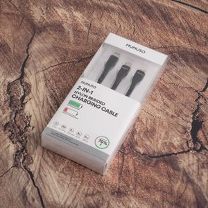 Cable De Carga 2 En 1 Nylon Trenzado Tipo C A Lightning+Tipo C Negro