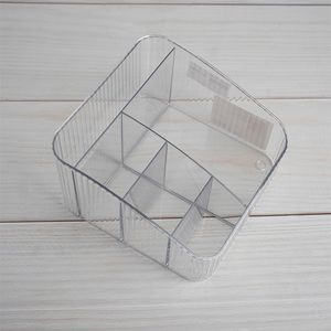 Organizador de Maquillaje a Rayas 5 Compartimientos Transparente