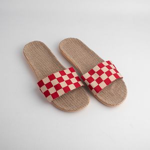 Sandalias Cuadros Color Rojo 36 37