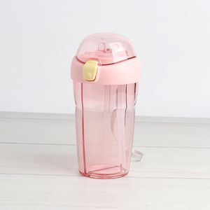 Botella de Agua de Doble Uso con Dos Sorbetes Rosa