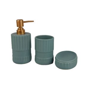 Juego de Baño Celeste y Dorado - 3 Piezas