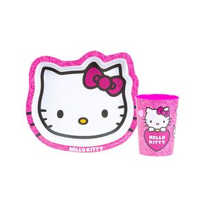 Set 24 Scool Plato Forma Y Vaso Hello Kitty