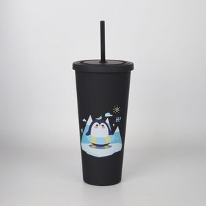 Vaso con Sorbete Diseño Pingüino Negro