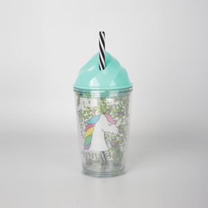 Vaso con Sorbete Celeste Unicornio