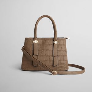 Cartera con Lazo y Textura Marrón Claro