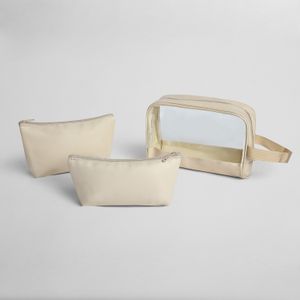 Set de Neceseres Transparente Blanco Marfil - 3 Piezas