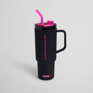Vaso con Asa y Sorbete Negro 1100 ml